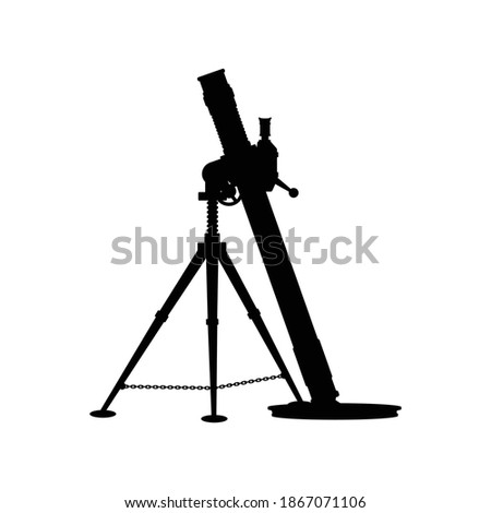 Mortar gun silhouette vector on white