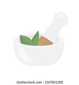 mortero con hierbas e icono de peste -ilustración vectorial