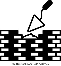 Mortar holding weathered bricks vector color icon design, Handyman Services symbol, House Repairing sign, Civil Engineering and Building Contractor stock illustration, masonry walls concept