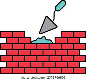 Mortar holding weathered bricks vector color icon design, Handyman Services symbol, House Repairing sign, Civil Engineering and Building Contractor stock illustration, masonry walls concept