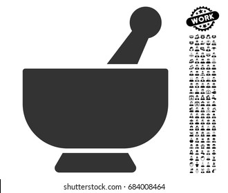 Mortar icon with black bonus work icon set. Mortar vector illustration style is a flat gray iconic symbol for web design, app user interfaces.