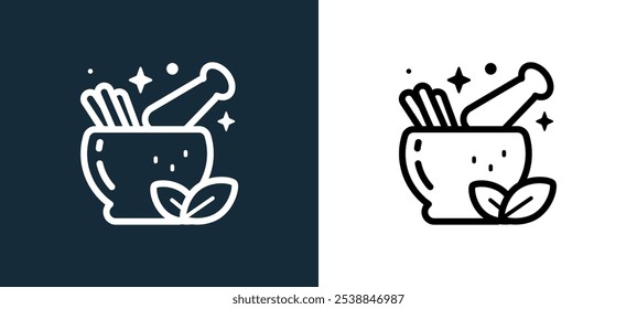 mortar icon isolated on white and black colors. mortar outline linear vector icon from magic collection for mobile apps, web and ui.