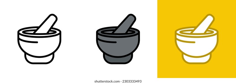 Mortar Icon, The Mortar icon represents a traditional kitchen tool used for grinding and mixing spices, herbs, and other ingredients.