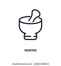 mortar icon. Thin line mortar icon from kitchen collection. Outline vector isolated on white background. Editable mortar symbol can be used web and mobile