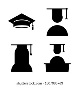 mortar icons set with graduate and graduation cap vector set