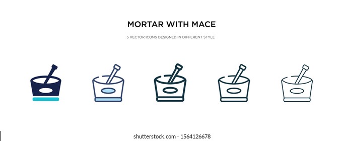 mortar with mace icon in different style vector illustration. two colored and black mortar with mace vector icons designed in filled, outline, line and stroke style can be used for web, mobile, ui