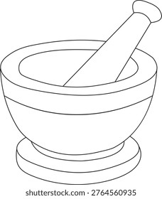 Mortar with mace icon illustration White Background