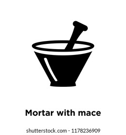 Mortar with mace icon vector isolated on white background, logo concept of Mortar with mace sign on transparent background, filled black symbol
