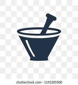 Mortar with mace vector icon isolated on transparent background, Mortar with mace transparency concept can be used web and mobile