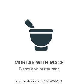 Mortar with mace vector icon on white background. Flat vector mortar with mace icon symbol sign from modern bistro and restaurant collection for mobile concept and web apps design.