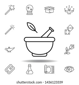 mortar, magic, medical outline icon. elements of magic illustration line icon. signs, symbols can be used for web, logo, mobile app, UI, UX