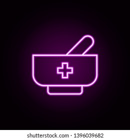 Mortar medical neon icon. Elements of medical set. Simple icon for websites, web design, mobile app, info graphics