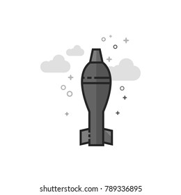 Mortar missile icon in flat outlined grayscale style. Vector illustration.