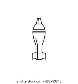 Mortar missile icon in thin outline style. War battle gun