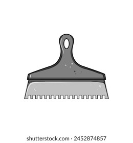 mortar notched trowel cartoon. installation masonry, spreader surface, smooth leveling mortar notched trowel sign. isolated symbol vector illustration