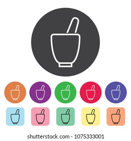 Mortar outline icons set. Vector illustration.