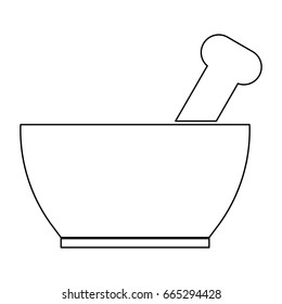 Mortar and pestle black icon .