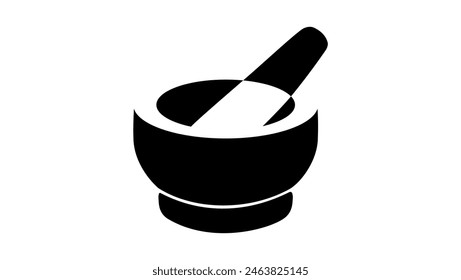 Mortar and pestle, black isolated silhouette