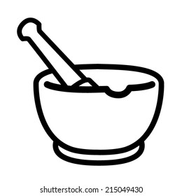 mortar and pestle /  black and white vector and illustration, isolated on white background.