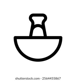 Mortar and pestle. Editable stroke vector icon.