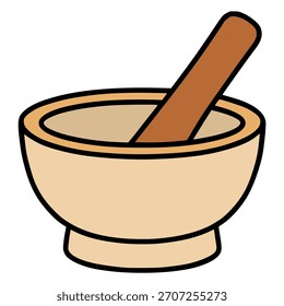 mortar and pestle flat color vector illustration template design