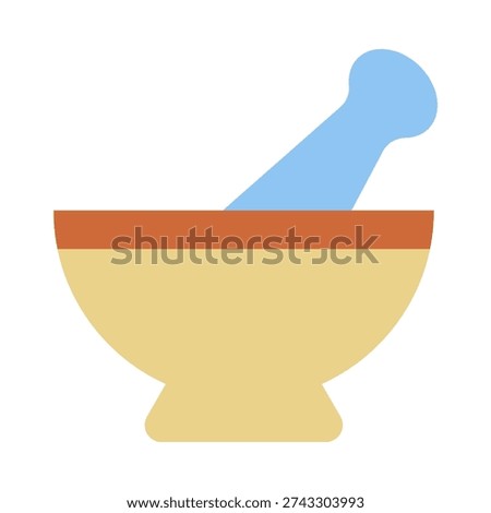 A mortar and pestle in flat design style