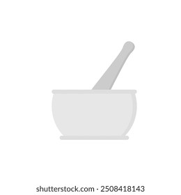 mortar and pestle flat design vector illustration. Grinding tools.