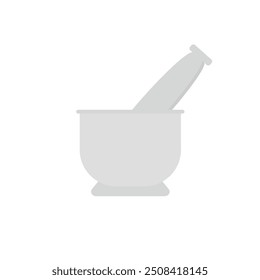 mortar and pestle flat design vector illustration. Grinding tools.