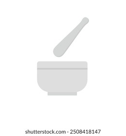 mortar and pestle flat design vector illustration. Grinding tools.