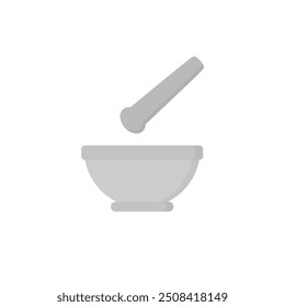 mortar and pestle flat design vector illustration. Grinding tools.