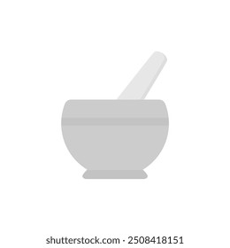 mortar and pestle flat design vector illustration. Grinding tools.