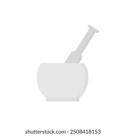 mortar and pestle flat design vector illustration. Grinding tools.