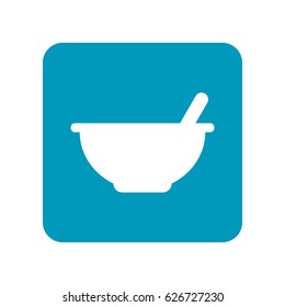 Mortar with pestle. Flat icon of laboratory equipment for research, experiments, medicine and pharmaceuticals. Object