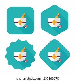 mortar and pestle flat icon with long shadow,eps10