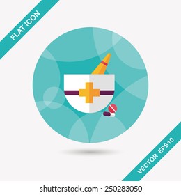 mortar and pestle flat icon with long shadow,eps10