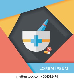 mortar and pestle flat icon with long shadow,eps10