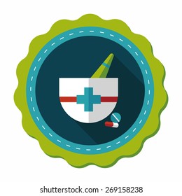 mortar and pestle flat icon with long shadows,eps10