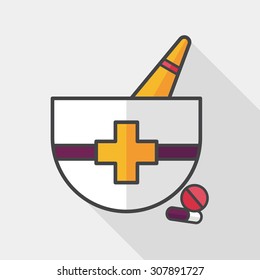 mortar and pestle flat icon with long shadow,eps10