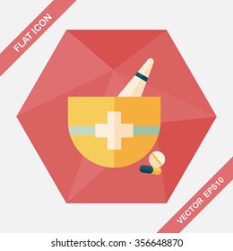 mortar and pestle flat icon with long shadow,eps10