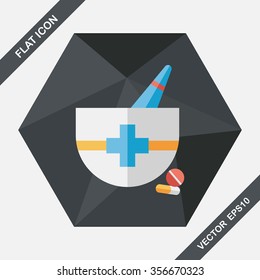 mortar and pestle flat icon with long shadow,eps10