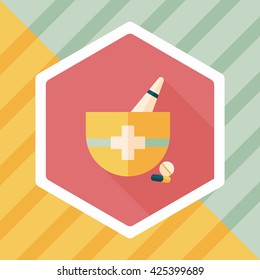 mortar and pestle flat icon with long shadow,eps10