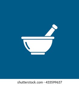 Mortar Pestle Flat Icon On Blue Background