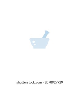 Mortar and Pestle Flat Icon - Science and Chemical Elements Icon Vector Illustration Isolated.
