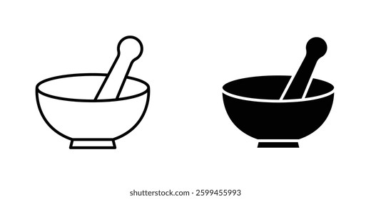 Mortar pestle flat simple vector icons illustration set.