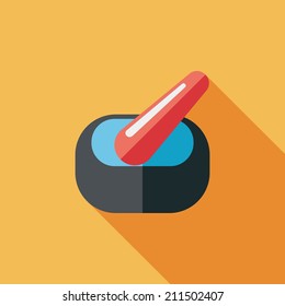 mortar and pestle Flat style Icon with long shadows