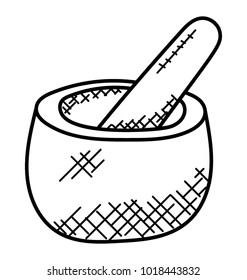 
Mortar and pestle, hand drawn doodle icon
