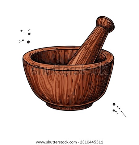 Mortar and pestle hand drawn vector illustration. Equipment for pharmacy,  medicine and culinary.