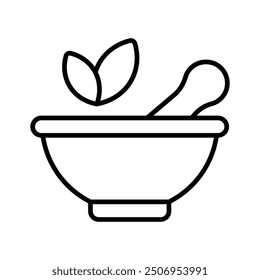 Mortar and pestle with herbs concept of herbal medicine vector