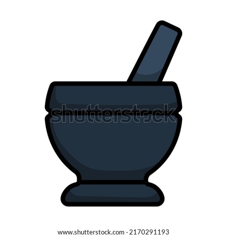 Mortar And Pestle Icon. Editable Bold Outline With Color Fill Design. Vector Illustration.