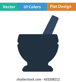Mortar and pestle icon. Flat design. Vector illustration.
